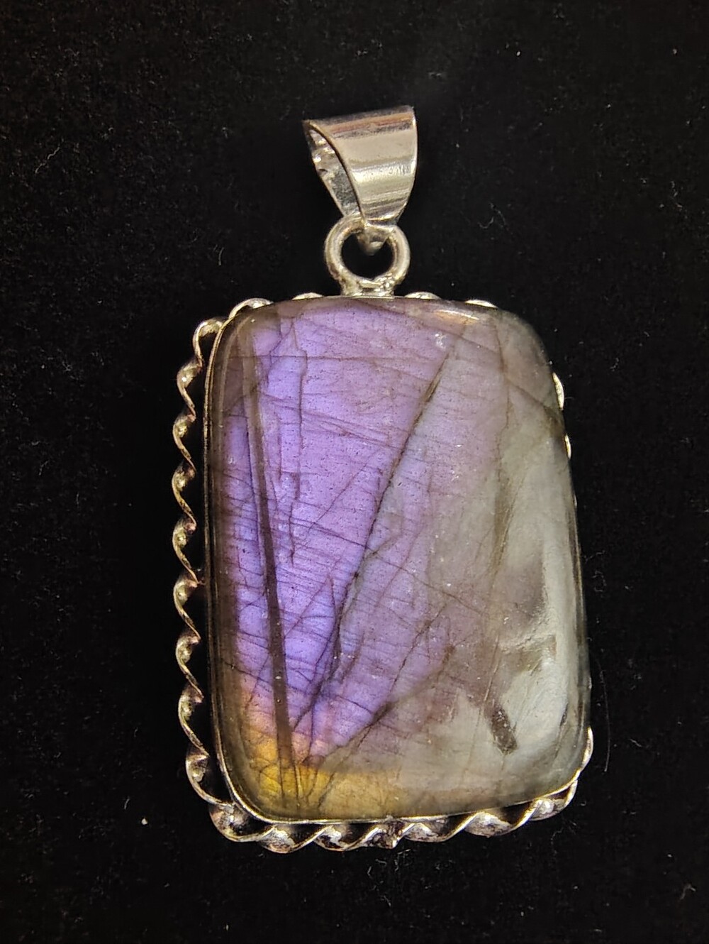 Purple Labradorite Rectangle Pendant